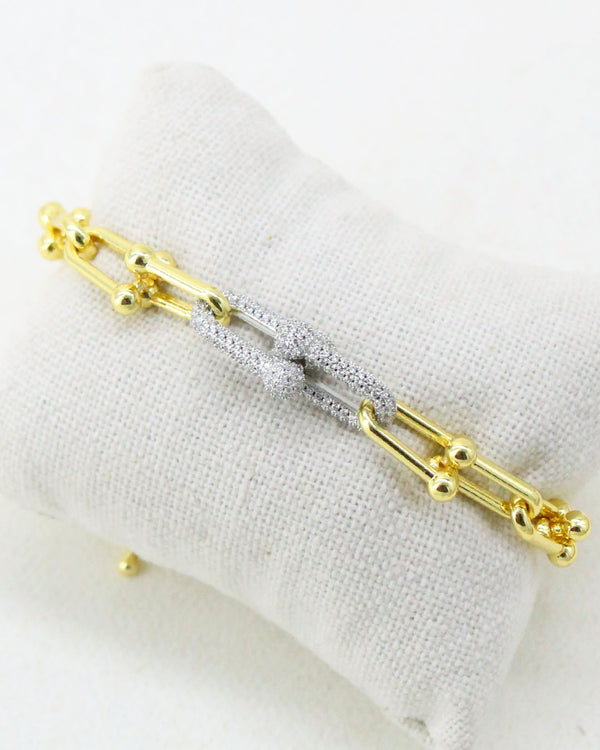 Pulsera Tiff dorada broche Plata