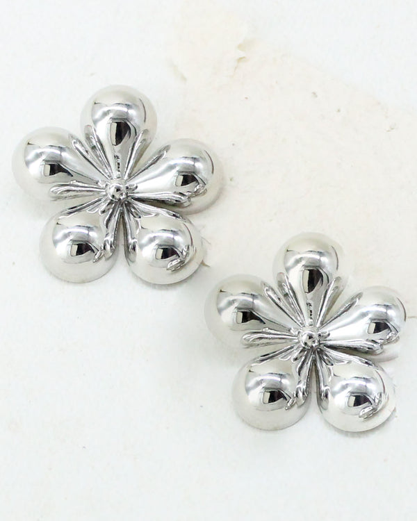 Aretes Flor Plateados