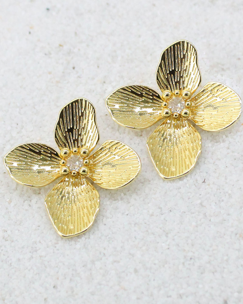 Aretes Flor 4 Petalos dorados