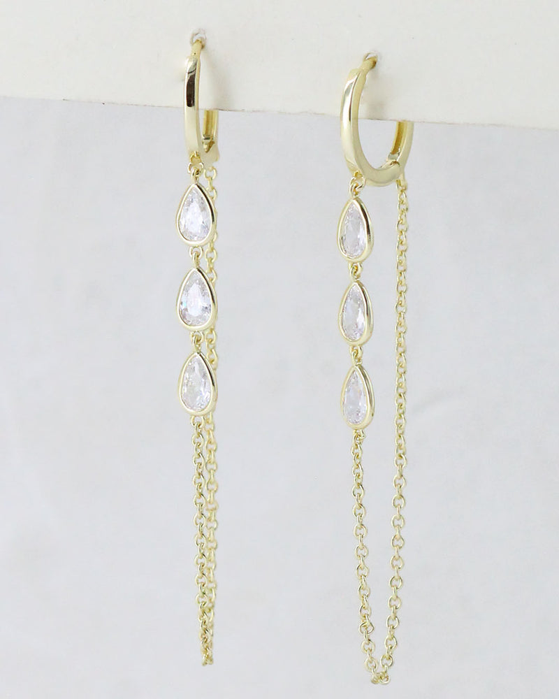 Aretes cadena zirconias gota