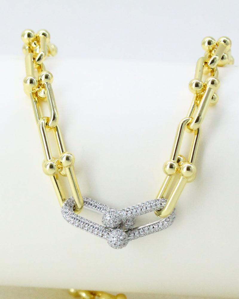 Collar Tiff dorado broche plateado