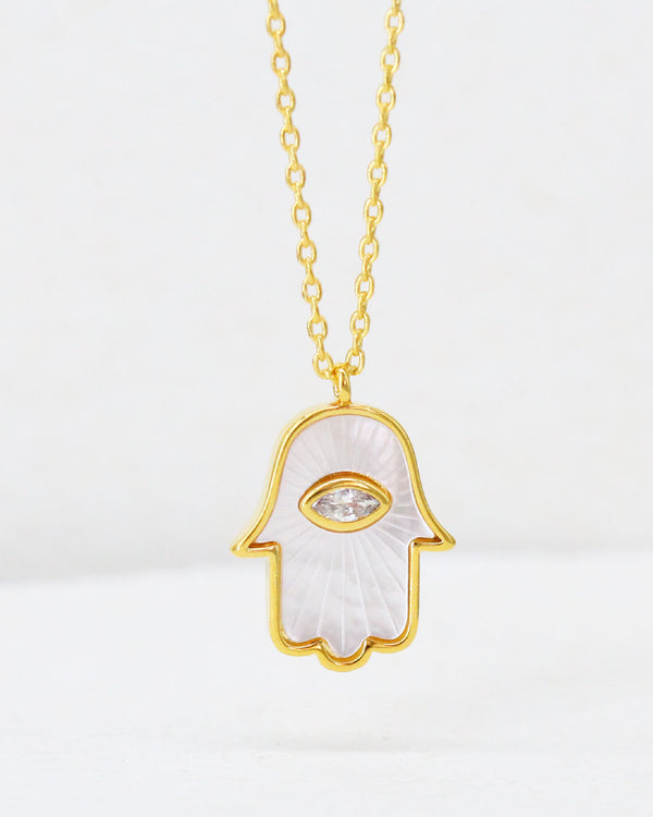 Collar Hamsa madre perla grande