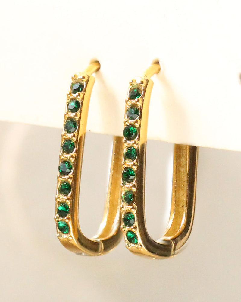 Aretes Gancho Zirconias verdes