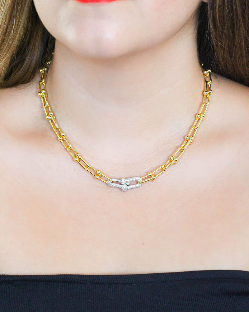 Collar Tiff dorado broche plateado